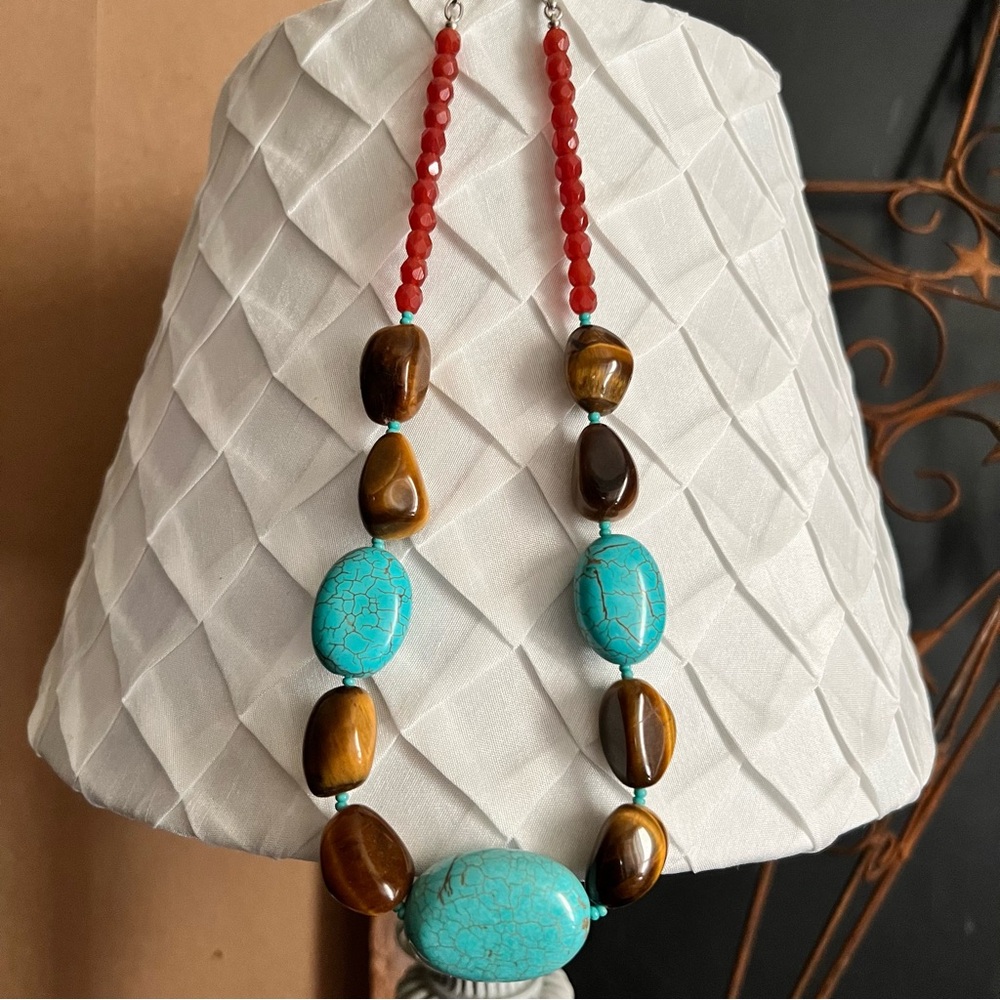 Graziano Turquoise and Tigers Eye Statement Necklace